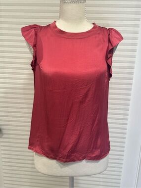 Nation LTD Paulette Satin Ruffle Sleeve Shell - Rose 0966